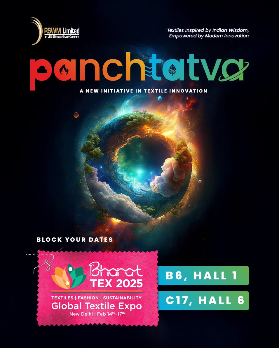 RSWM to showcase ‘Panchtatva’ inspired innovations at Bharat Tex 2025