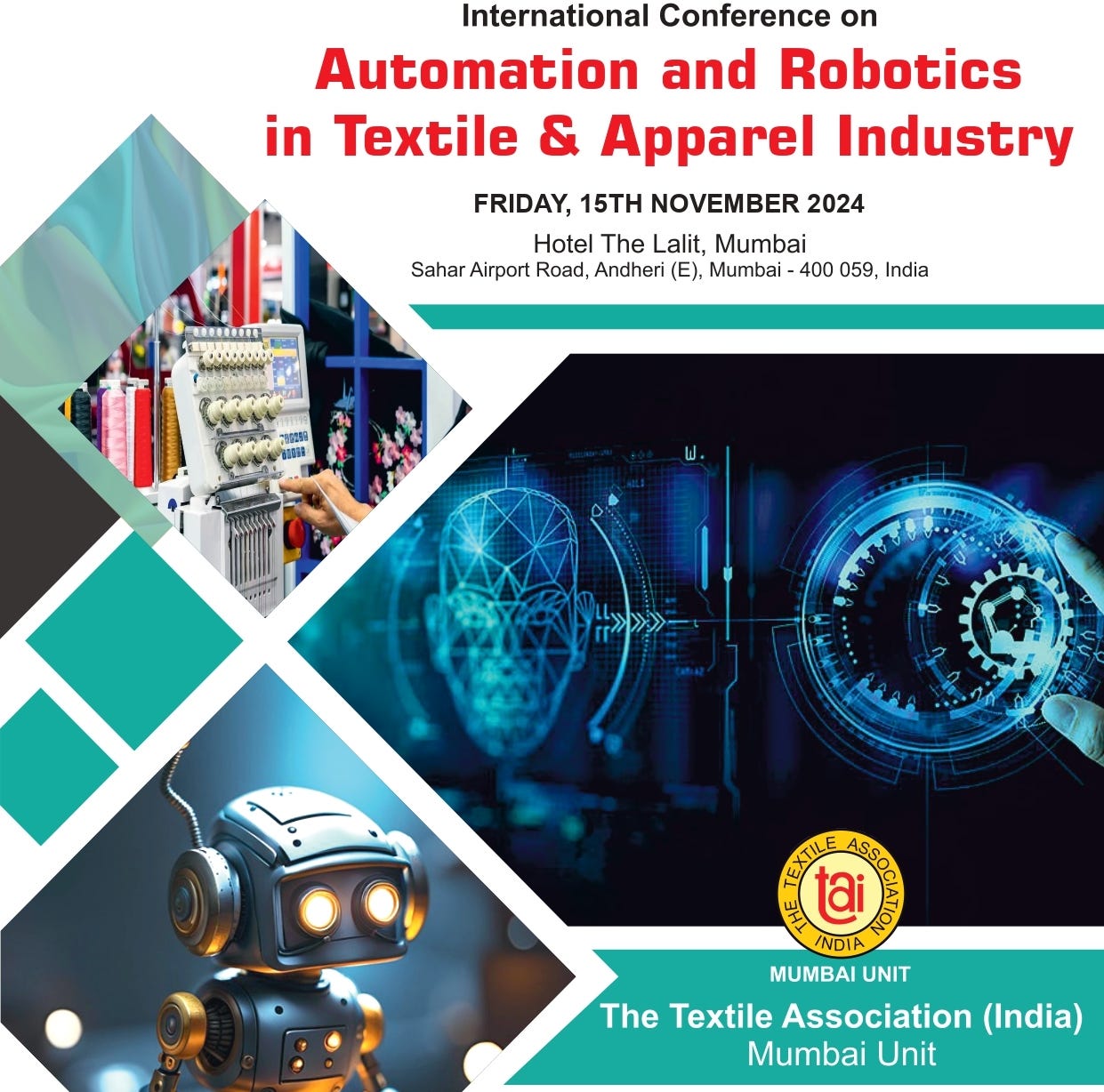 TAI to host global textile conference on Automation and Robotics in Mumbai.